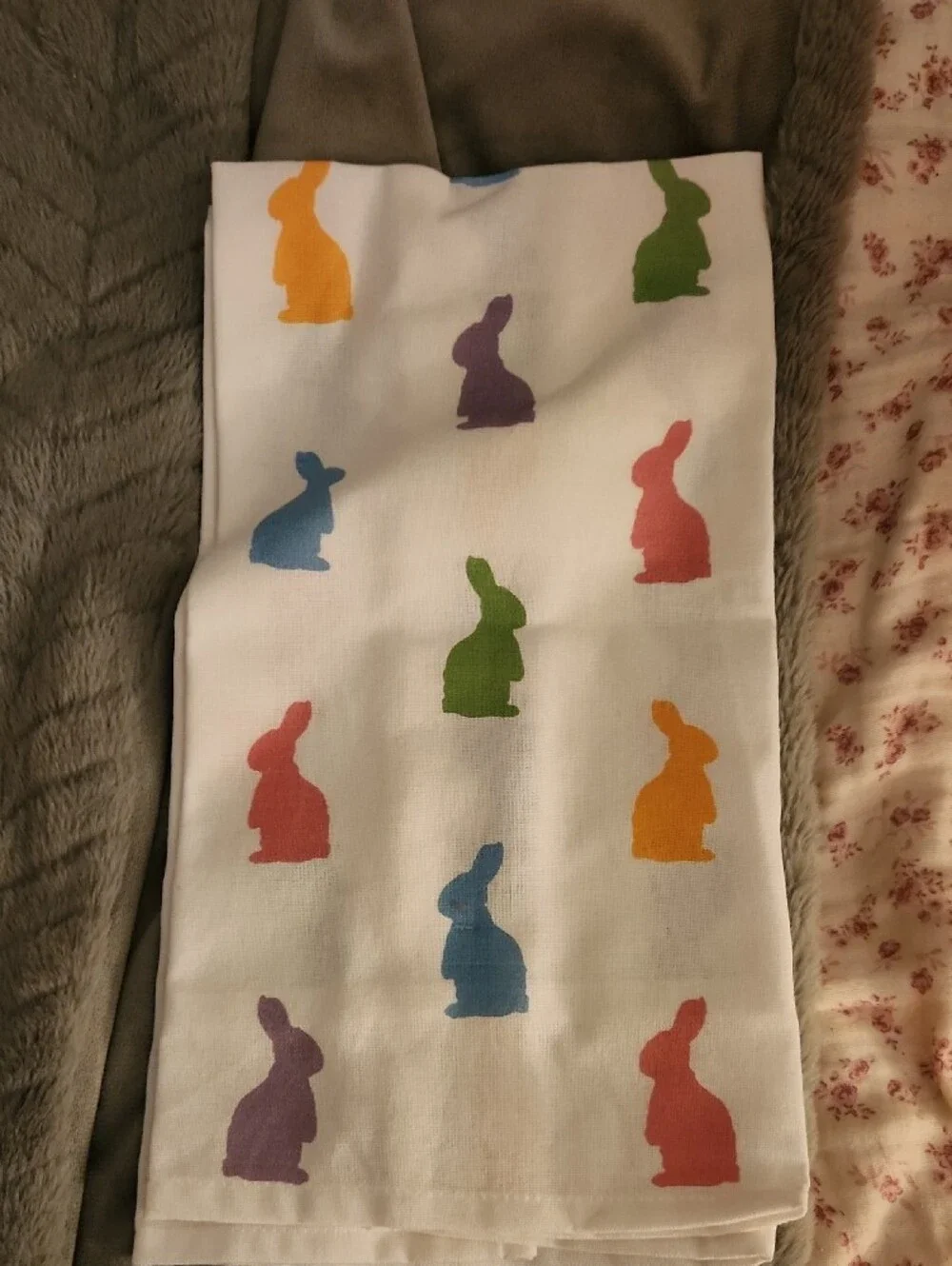 Nordstrom White Spring Bunny Carrot Printed Kitchen Towels. Set Of 2